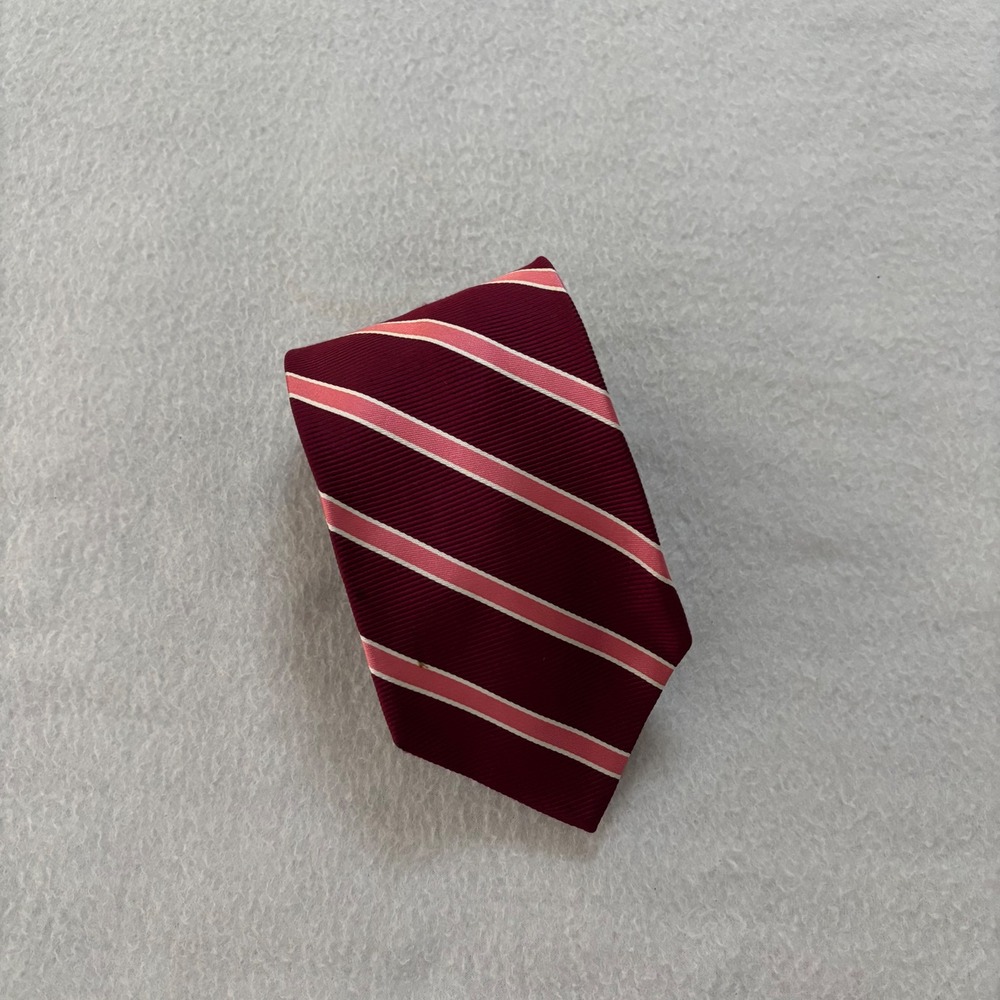 Brooks Brothers Makers Burgundy Pink White Striped Silk Repp Tie Made in USA